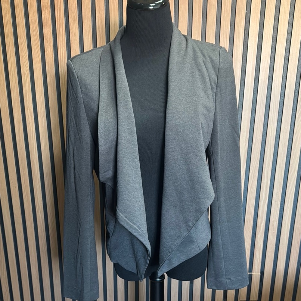 Elegant Charcoal Open Front Blazer